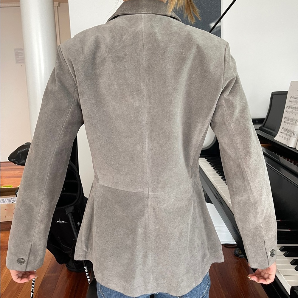 Grey Suede Fitted Jacket - image 2